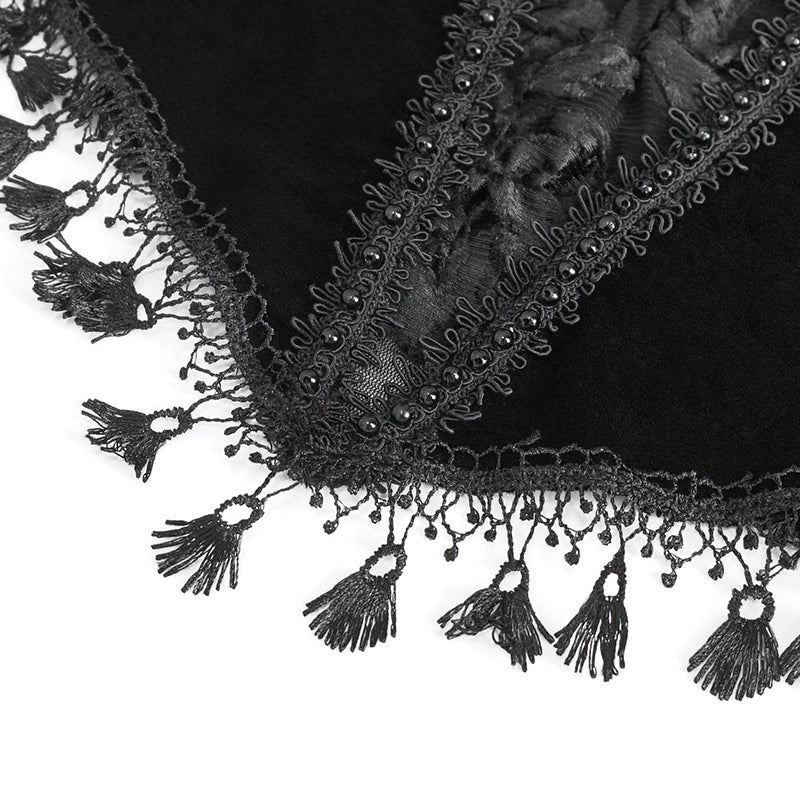 Everly Gothic Black Lace Bell Sleeve Velvet Top by Eva Lady