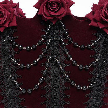 Red Roses Gothic Velvet Purse Bag by Eva Lady