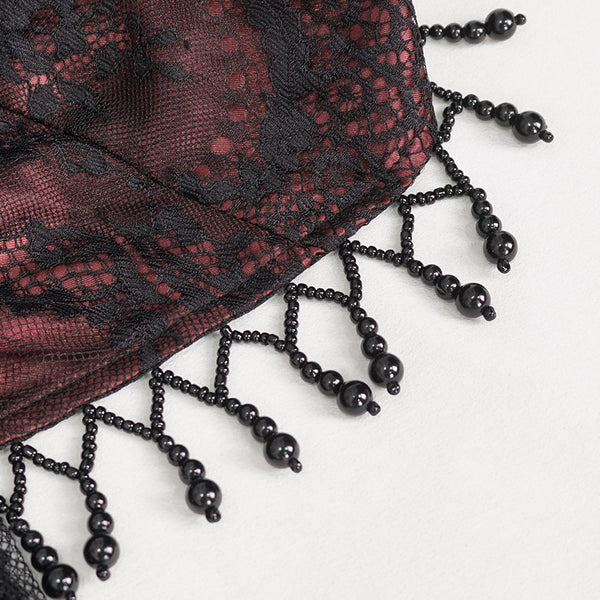 Crimson Calligraphy Lace Dress by Devil Fashion