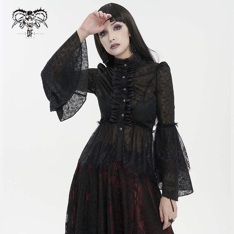 Marigold Gothic Lace Blouse Top by Devil Fashion