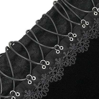 Poppy Gothic Velvet Lingerie Bodysuit Top by Devil Fashion