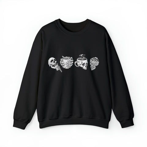 Skull Coffee Lovers Crewneck Sweatshirt Top by The Dark Side of Fashion