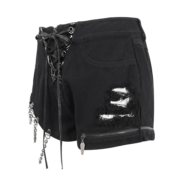 Isidora Lace Up Chain Shorts by Devil Fashion