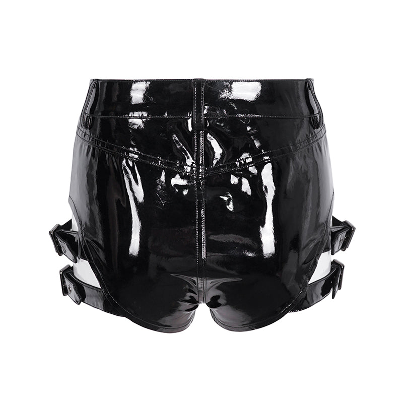 Dreaming Raven Gothic PU Leather Shorts by Devil Fashion