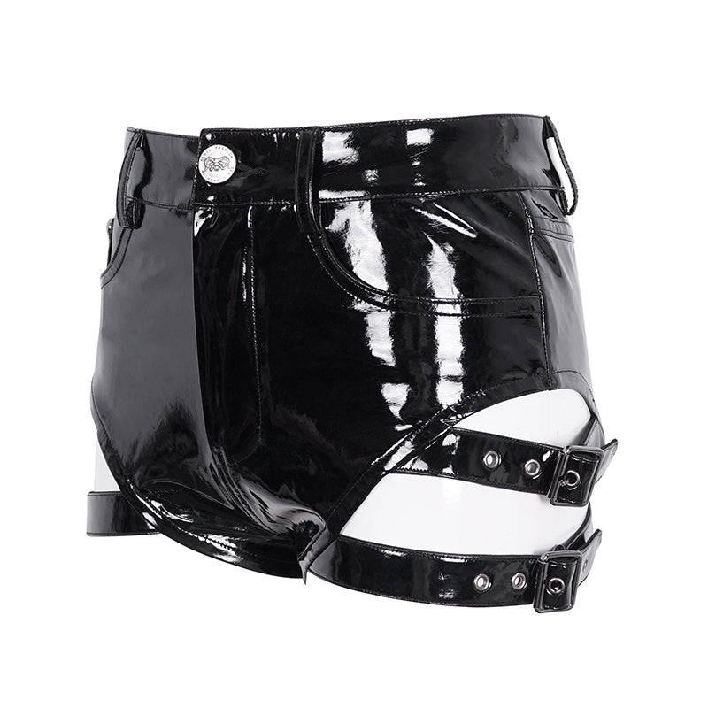 Dreaming Raven Gothic PU Leather Shorts by Devil Fashion