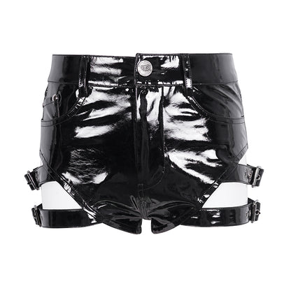 Dreaming Raven Gothic PU Leather Shorts by Devil Fashion