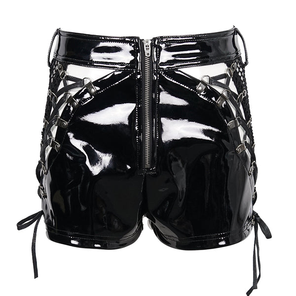 Onyx Love PVC Leather Shorts by Devil Fashion