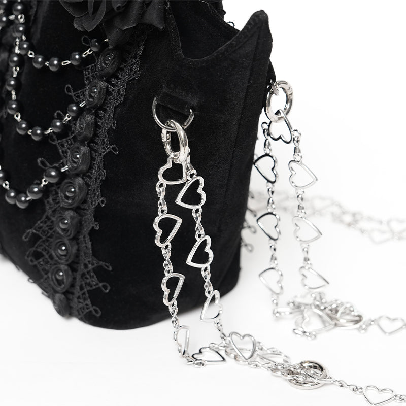 Black Roses Gothic Velvet Purse Bag by Eva Lady