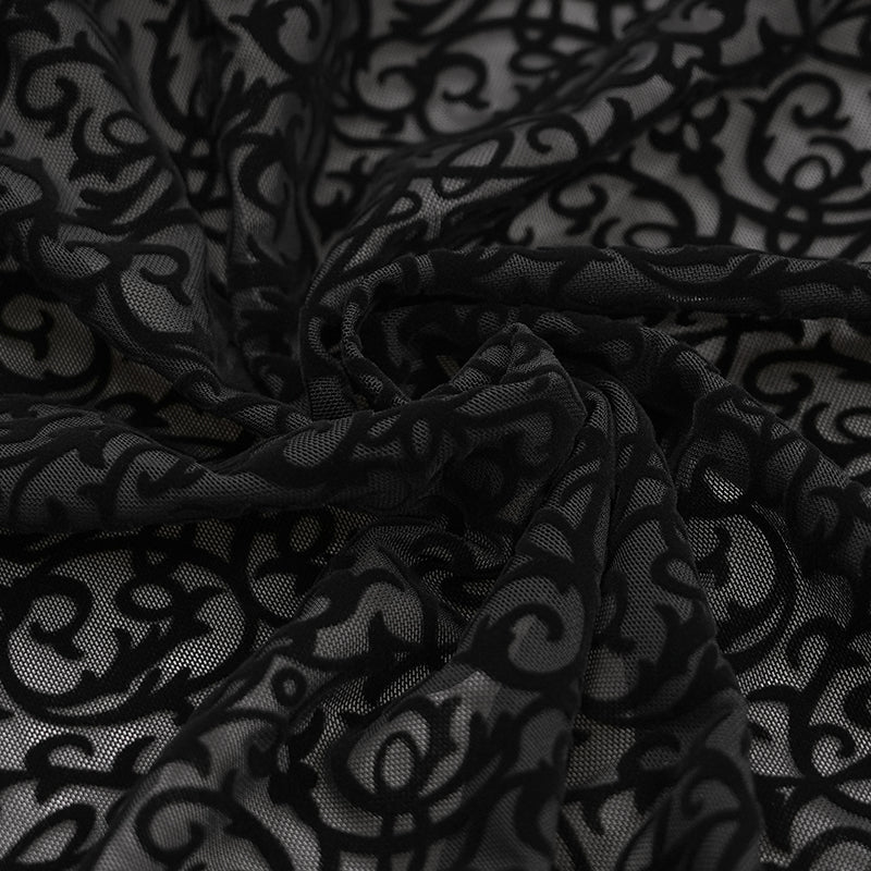 Audrina Gothic Velvet Mesh Bell Bottom Pants by Eva Lady