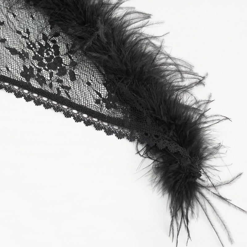 Queen Gothic Feather Lace Shawl Top by Eva Lady
