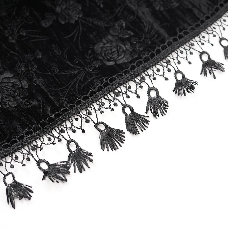 Judith Gothic Rose Velvet Feather Collar Top by Eva Lady