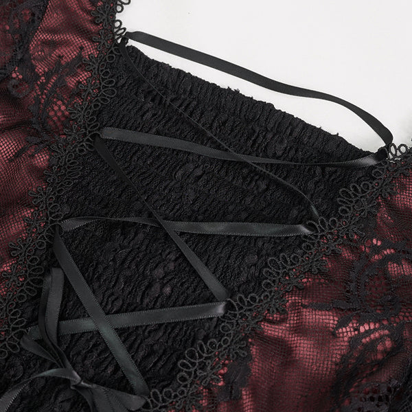 Crimson Calligraphy Lace Dress by Devil Fashion