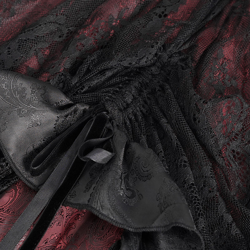 Cullen Red Gothic High Waist Skirt by Devil Fashion