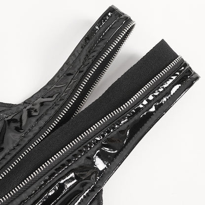 Birdie Gothic Leather Lingerie Bodysuit Top by Devil Fashion