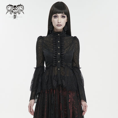 Marigold Gothic Lace Blouse Top by Devil Fashion