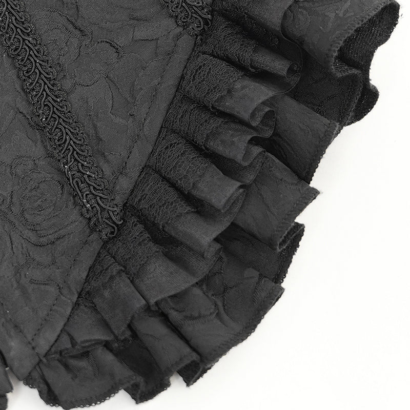 Elwin Gothic Rose Black Jacquard Corset Top by Devil Fashion