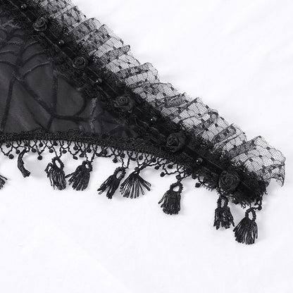 Athelina Gothic Spider Web Hooded Shawl Top by Devil Fashion