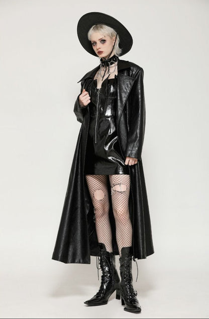 Rosalie Gothic Faux Leather Trench Coat by Dark In Love