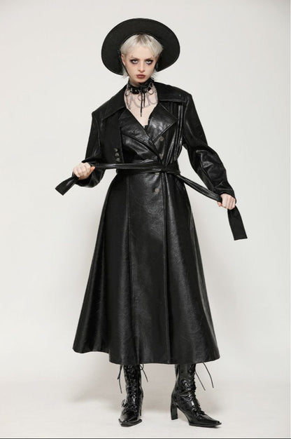 Rosalie Gothic Faux Leather Trench Coat by Dark In Love