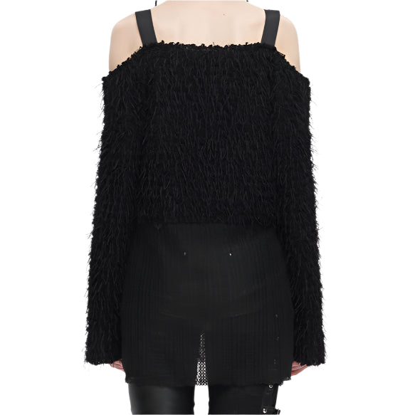 Fiona Fuzzy Off The Shoulder Sweater Top by Devil Fashion