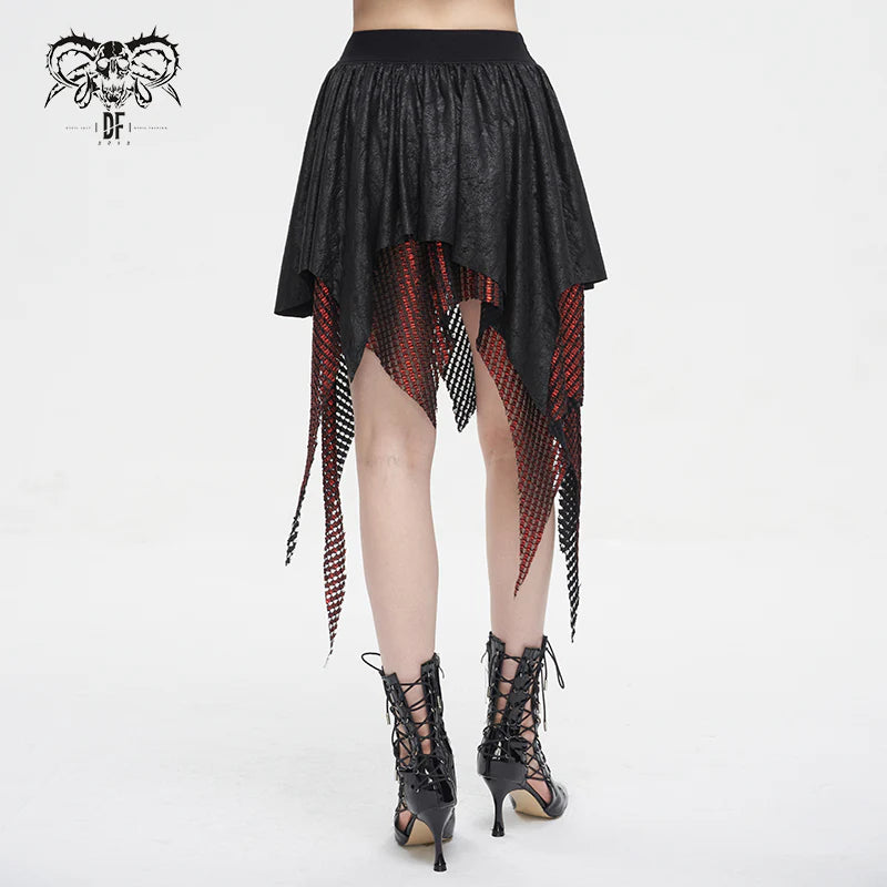 Fairy Goth Asymmetric Black & Red Skirt by Devil Fashion