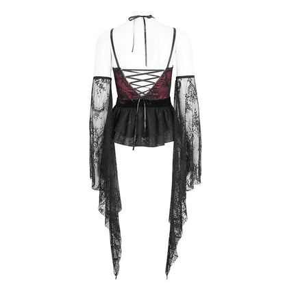 Ravishing Ruby Lace Sleeve Corset Top by Eva Lady