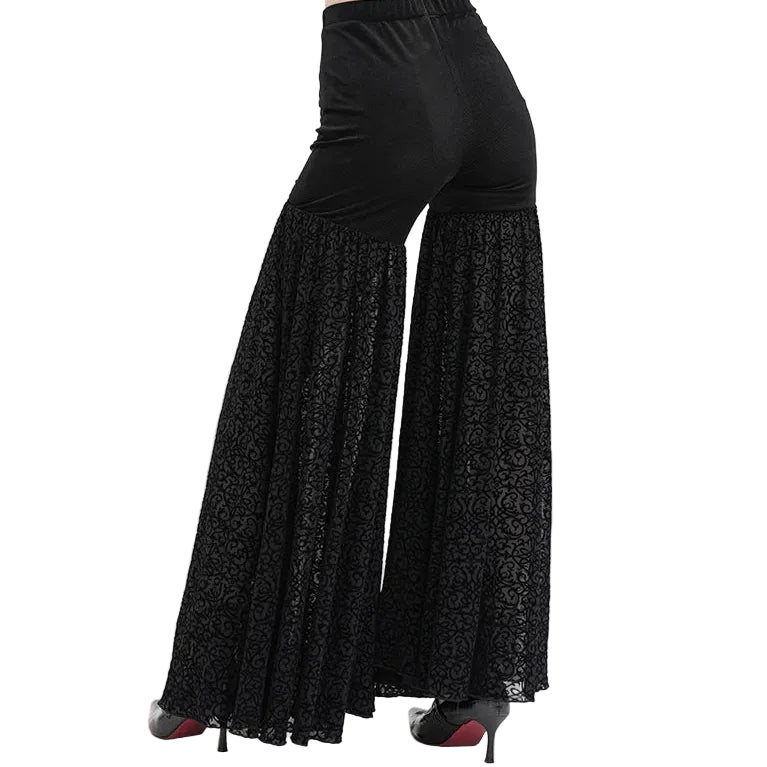 Audrina Gothic Velvet Mesh Bell Bottom Pants by Eva Lady