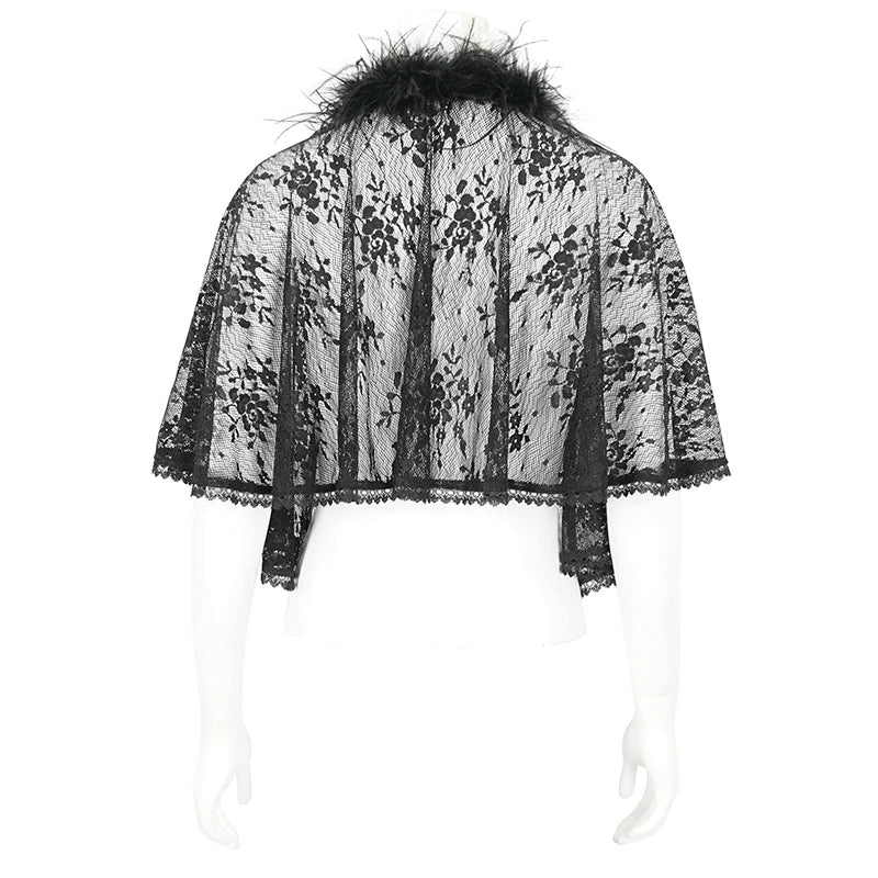 Queen Gothic Feather Lace Shawl Top by Eva Lady