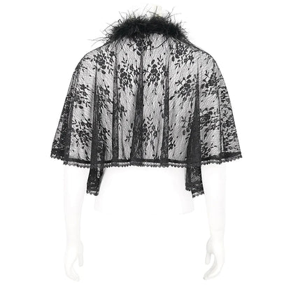 Queen Gothic Feather Lace Shawl Top by Eva Lady