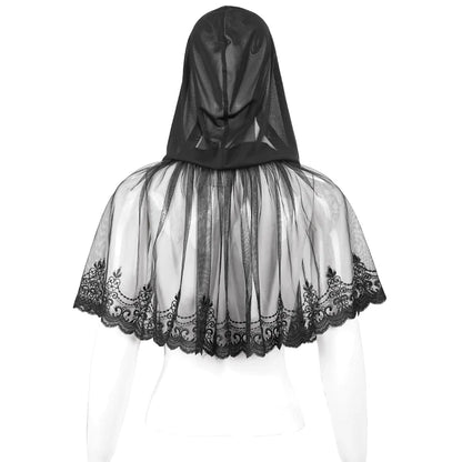 Grieving Hearts Mesh Hooded Gothic Cape by Devil Fashion