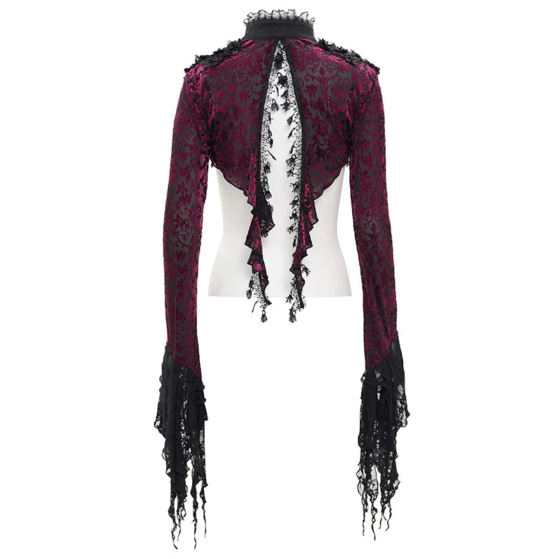 Raina Gothic Lace Cuff Velvet Bolero Top by Eva Lady