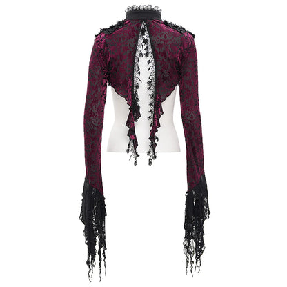 Raina Gothic Lace Cuff Velvet Bolero Top by Eva Lady