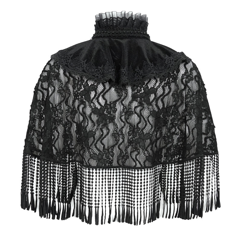 Mortem Gothic Lace Fringe Shawl Top by Eva Lady