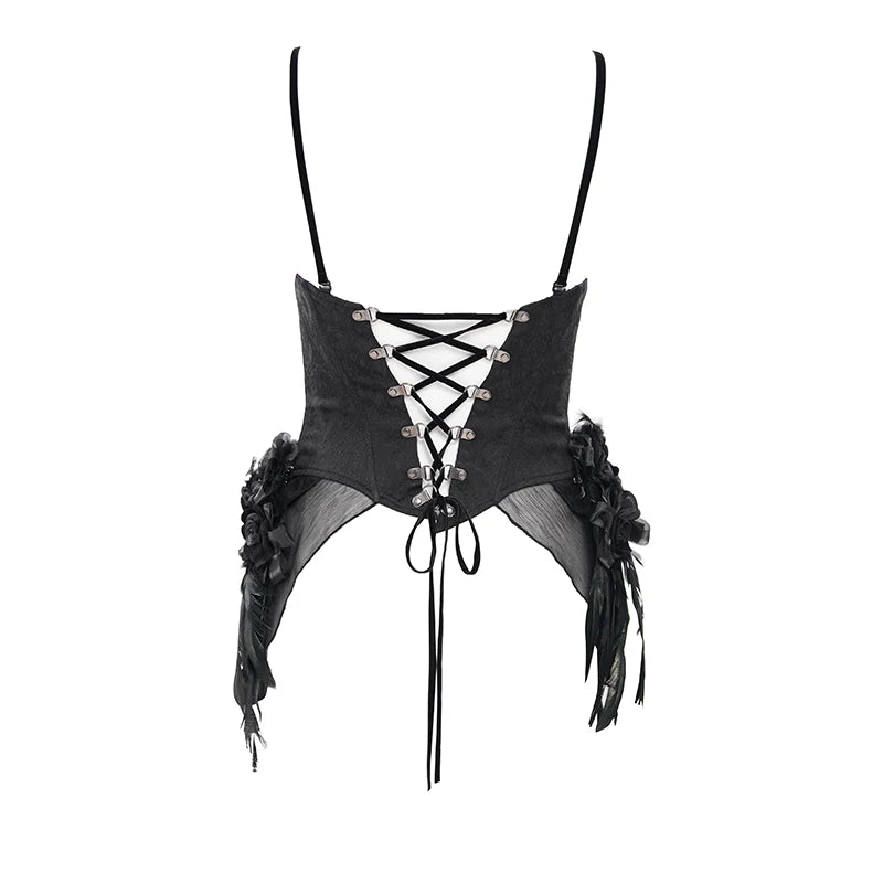 Thorne Gothic Rose Black Corset Top by Eva Lady