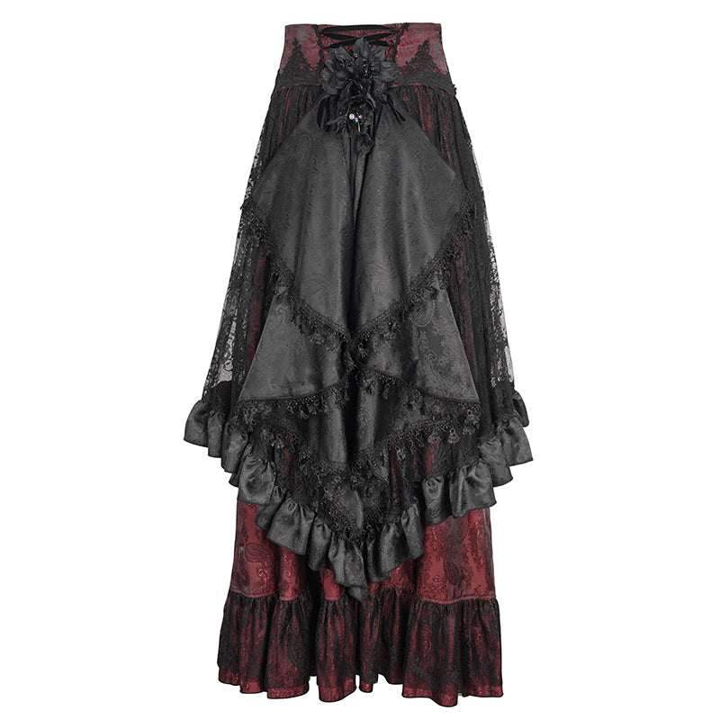 Cullen Red Gothic High Waist Skirt by Devil Fashion