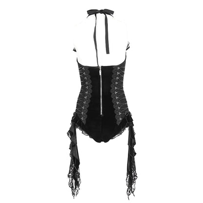 Poppy Gothic Velvet Lingerie Bodysuit Top by Devil Fashion
