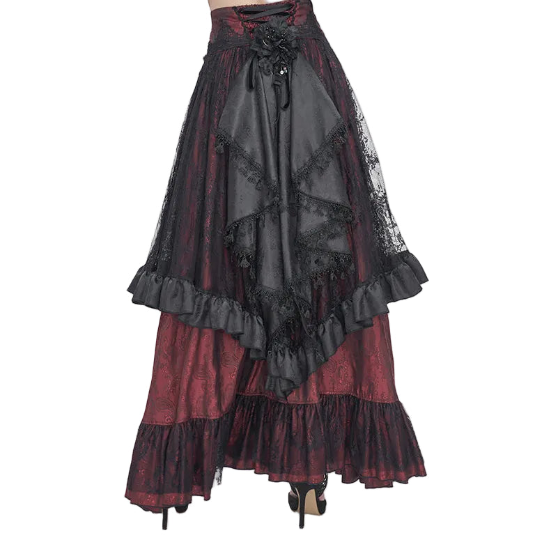 Cullen Red Gothic High Waist Skirt by Devil Fashion