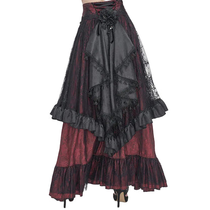 Cullen Red Gothic High Waist Skirt by Devil Fashion