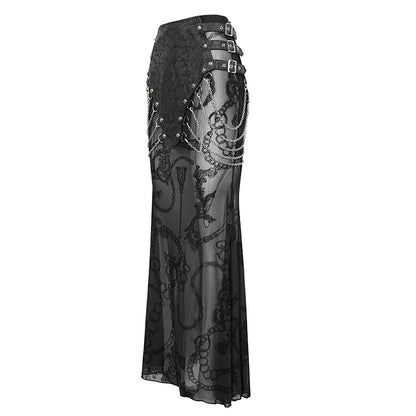 Lucretia Gothic Mesh Chain Skirt by Devil Fashion