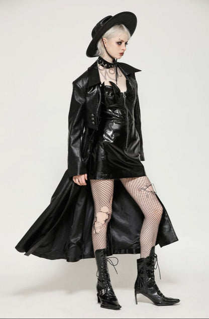 Rosalie Gothic Faux Leather Trench Coat by Dark In Love