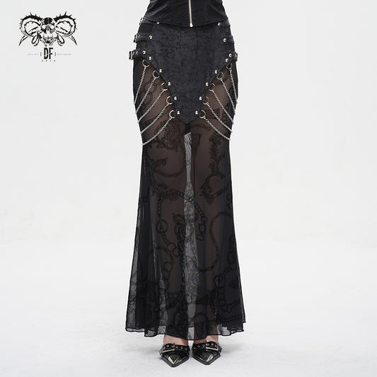 Lucretia Gothic Mesh Chain Skirt by Devil Fashion