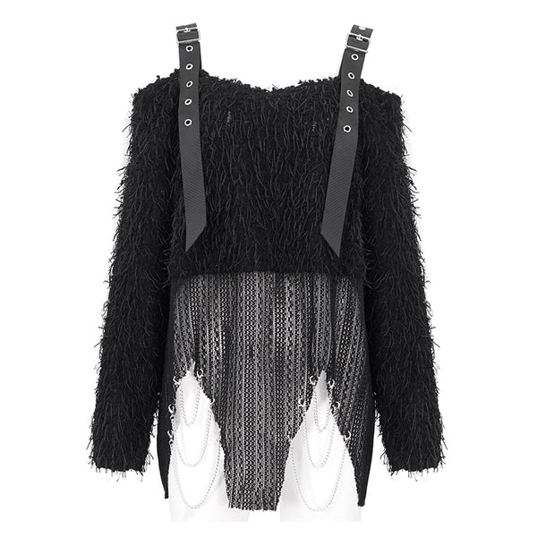 Fiona Fuzzy Off The Shoulder Sweater Top by Devil Fashion