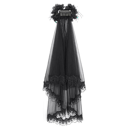 Gothic Wedding Mesh Veil Headdress by Eva Lady
