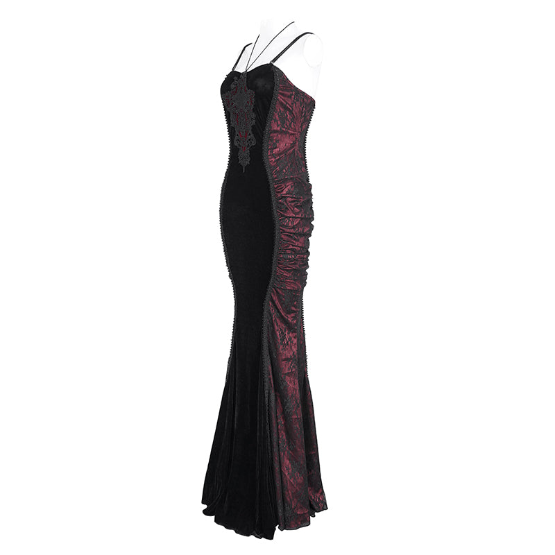 Midnight Feast Gothic Lace Velvet Dress by Eva Lady