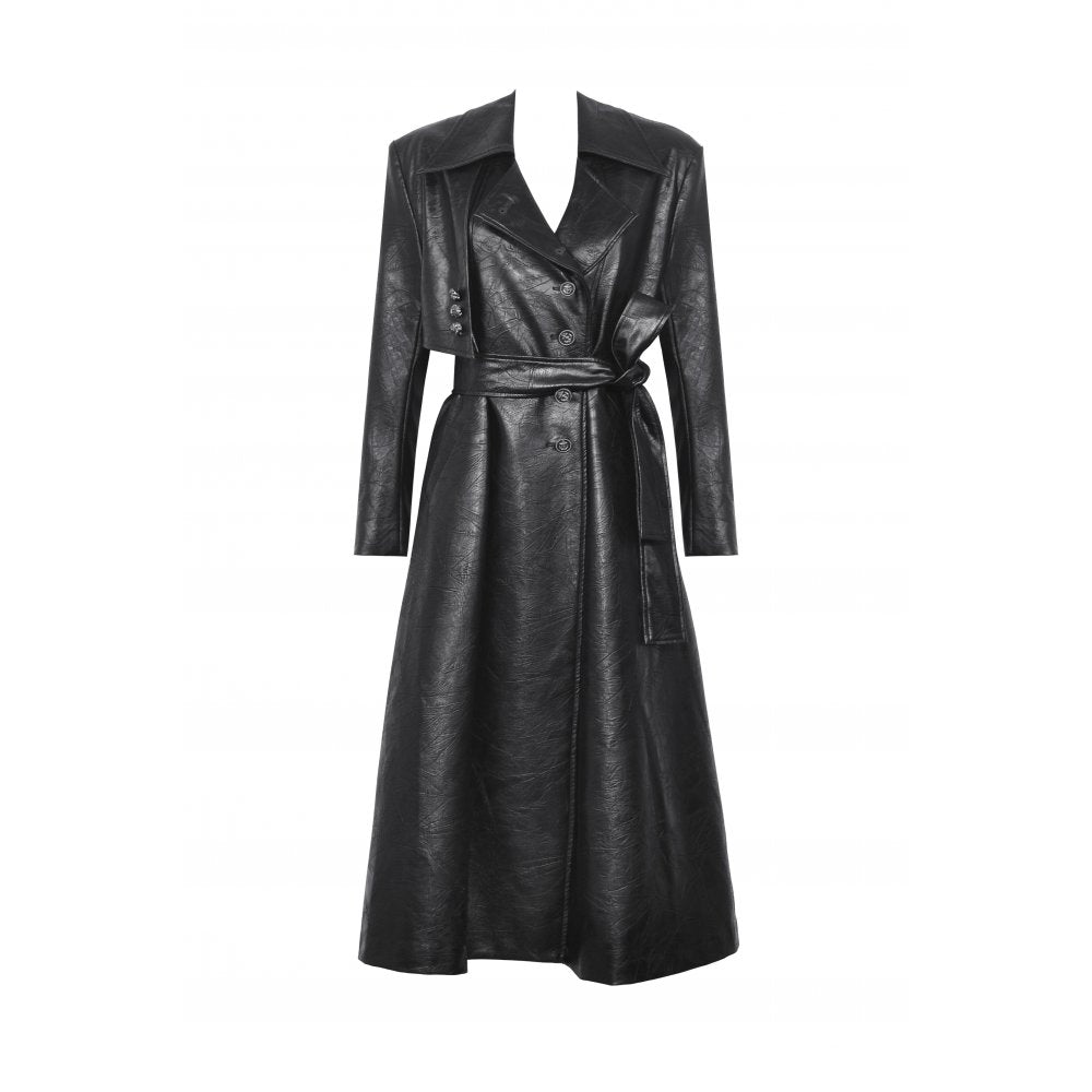 Rosalie Gothic Faux Leather Trench Coat by Dark In Love