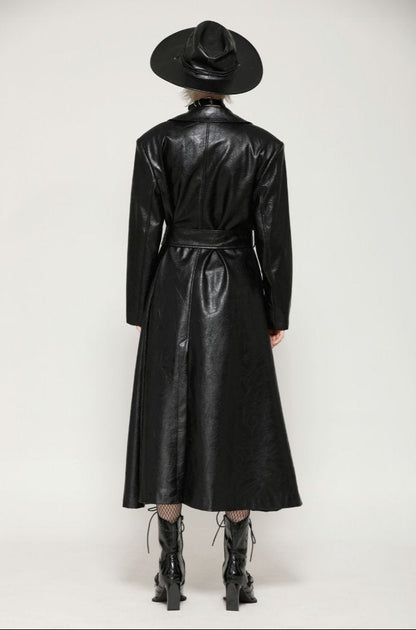 Rosalie Gothic Faux Leather Trench Coat by Dark In Love