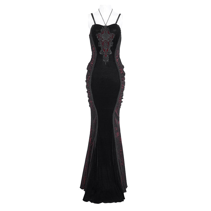 Midnight Feast Gothic Lace Velvet Dress by Eva Lady