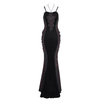 Midnight Feast Gothic Lace Velvet Dress by Eva Lady