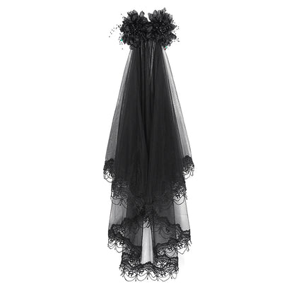 Gothic Wedding Mesh Veil Headdress by Eva Lady