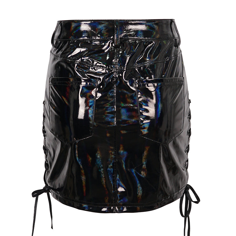 Heavy Heart Gothic PVC Skirt by Devil Fashion